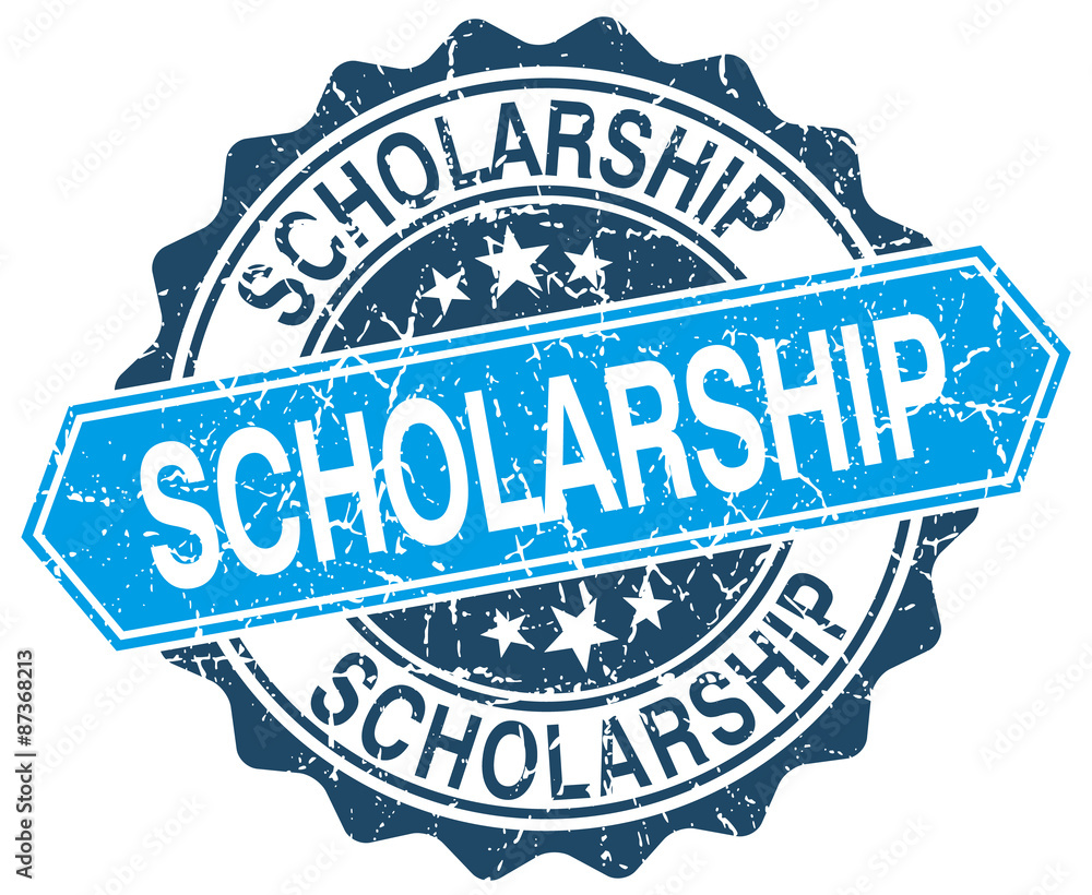 Obraz premium scholarship blue round grunge stamp on white