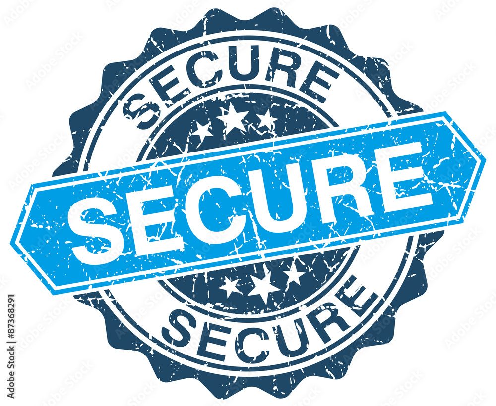 Fototapeta premium secure blue round grunge stamp on white