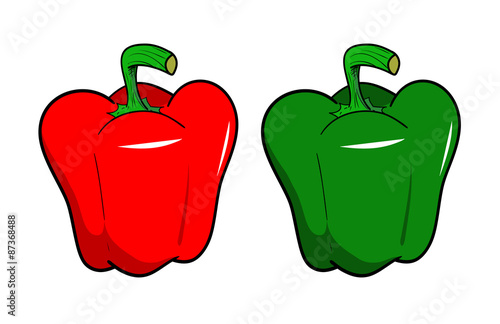 A hand drawn vector illustration of fresh Bell Peppers, isolated on a white background.