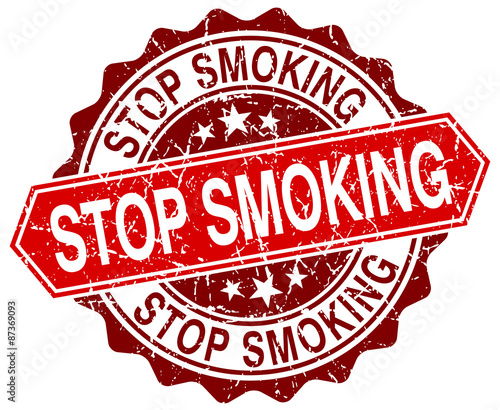 stop smoking red round grunge stamp on white