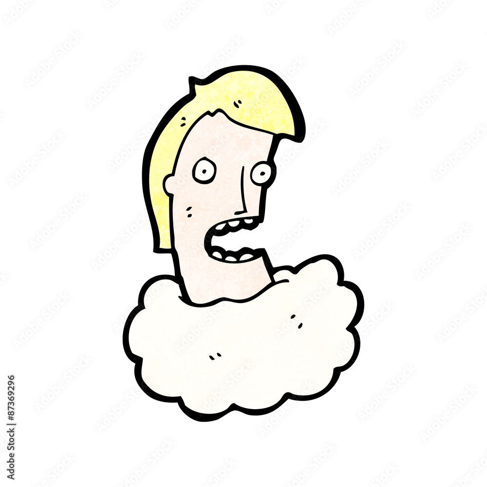 cartoon man with head in clouds