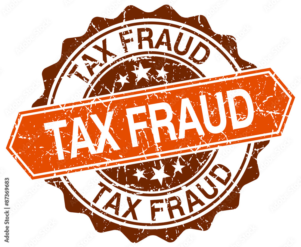 Obraz premium tax fraud orange round grunge stamp on white