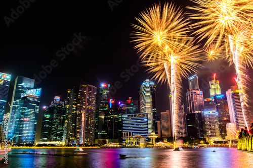 Singapore Cityscape at night , Singapore - 17July 2015 © tsxmax