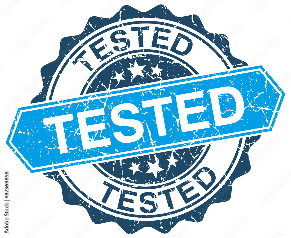 Fototapeta premium tested blue round grunge stamp on white