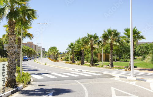 Avenida y jardines en Oropesa, Castellón, España © sanguer