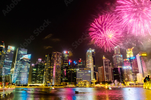 Singapore Cityscape at night   Singapore - 17July 2015