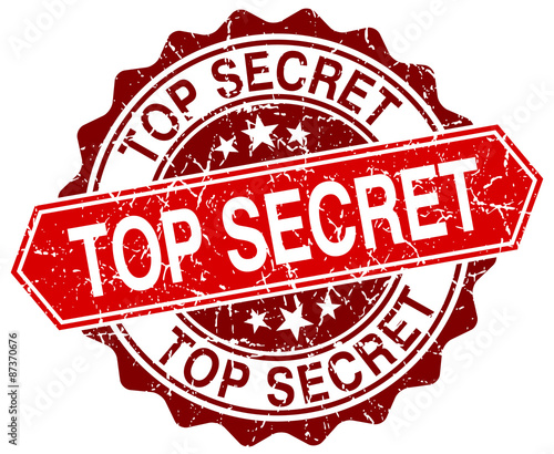 top secret red round grunge stamp on white