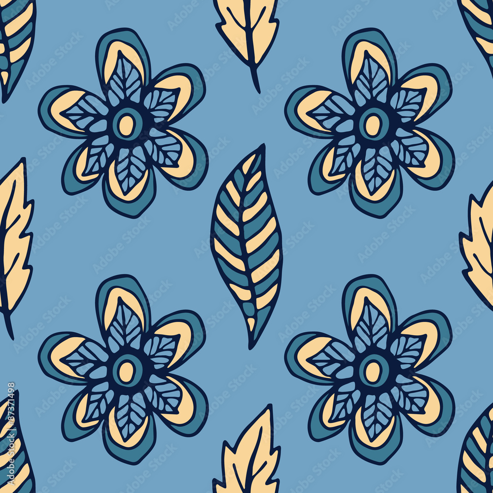 Fototapeta premium Seamless pattern with leaves. 