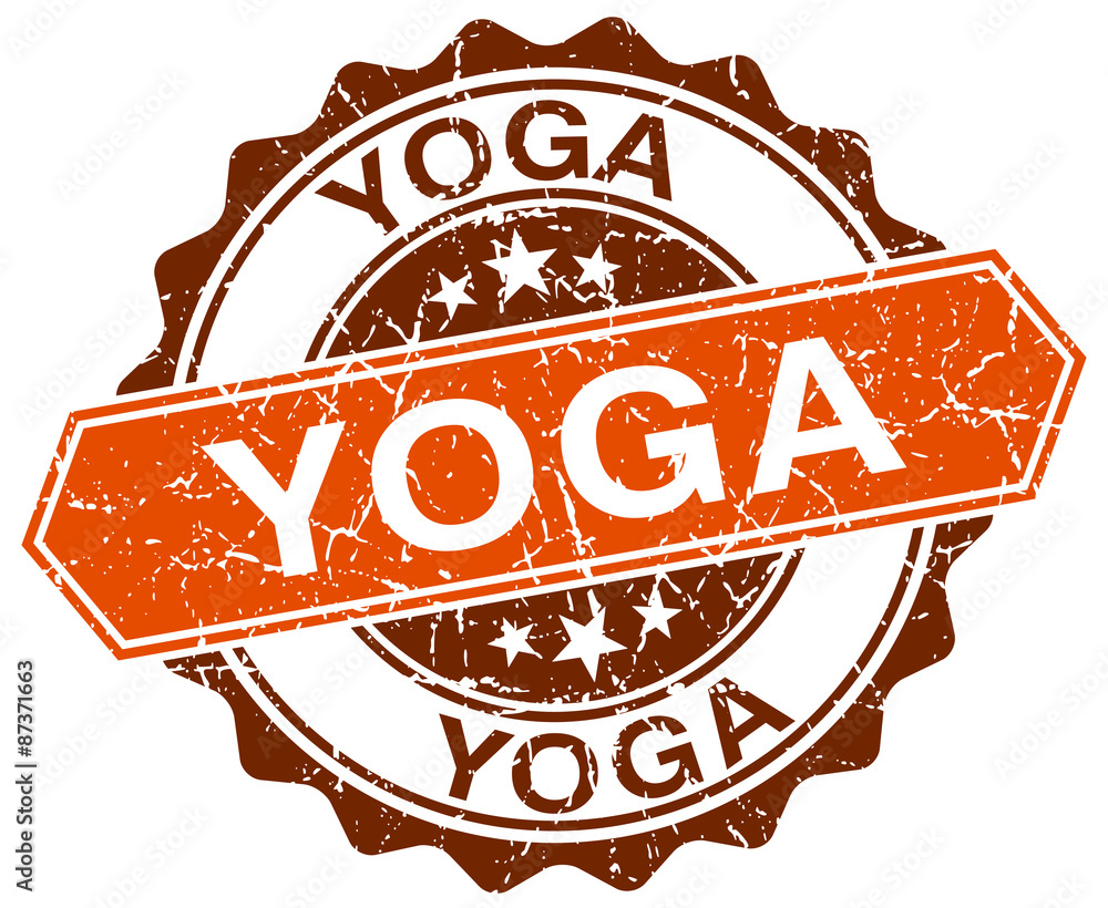 Obraz premium yoga orange round grunge stamp on white