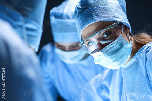 Team surgeon at work on operating in hospital