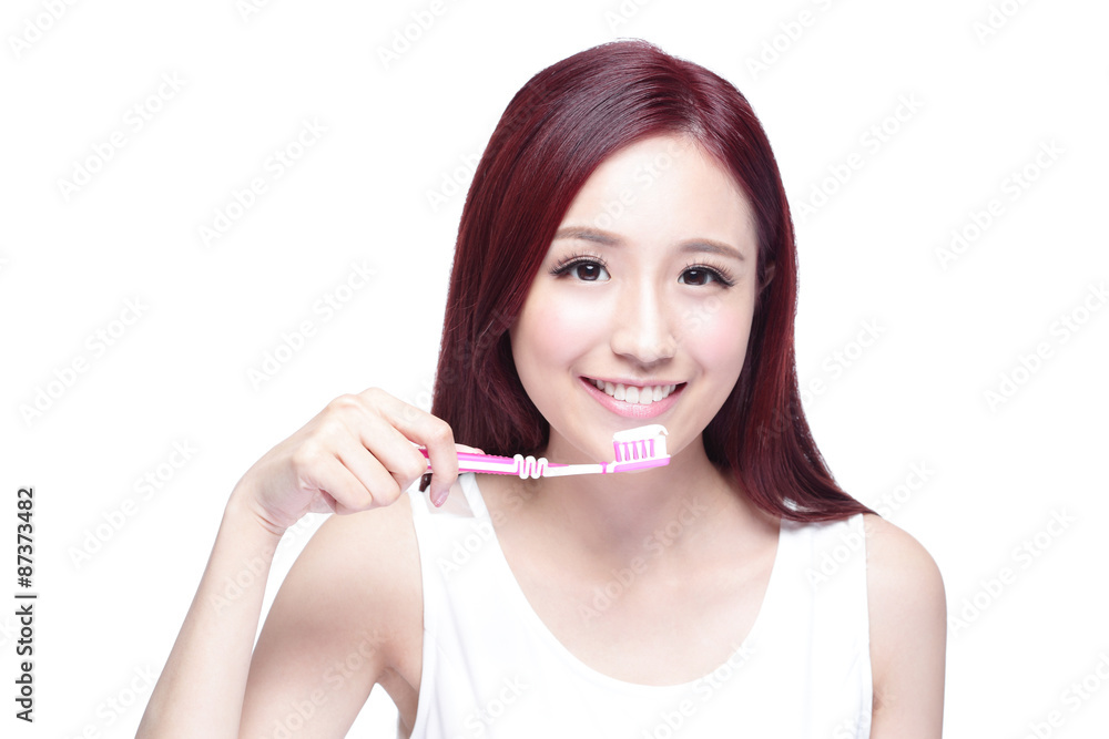 Smile woman brush teeth Smile woman brush teeth
