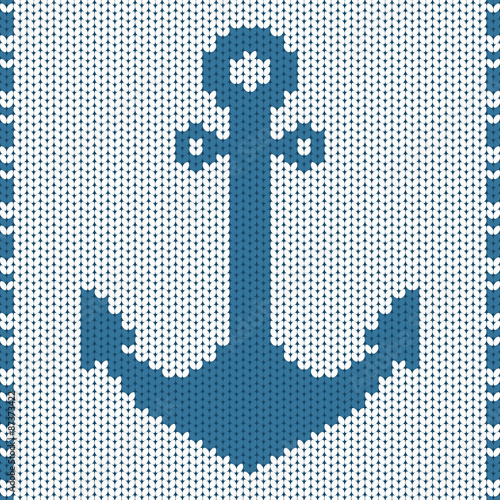 Knitted ornament with anchor