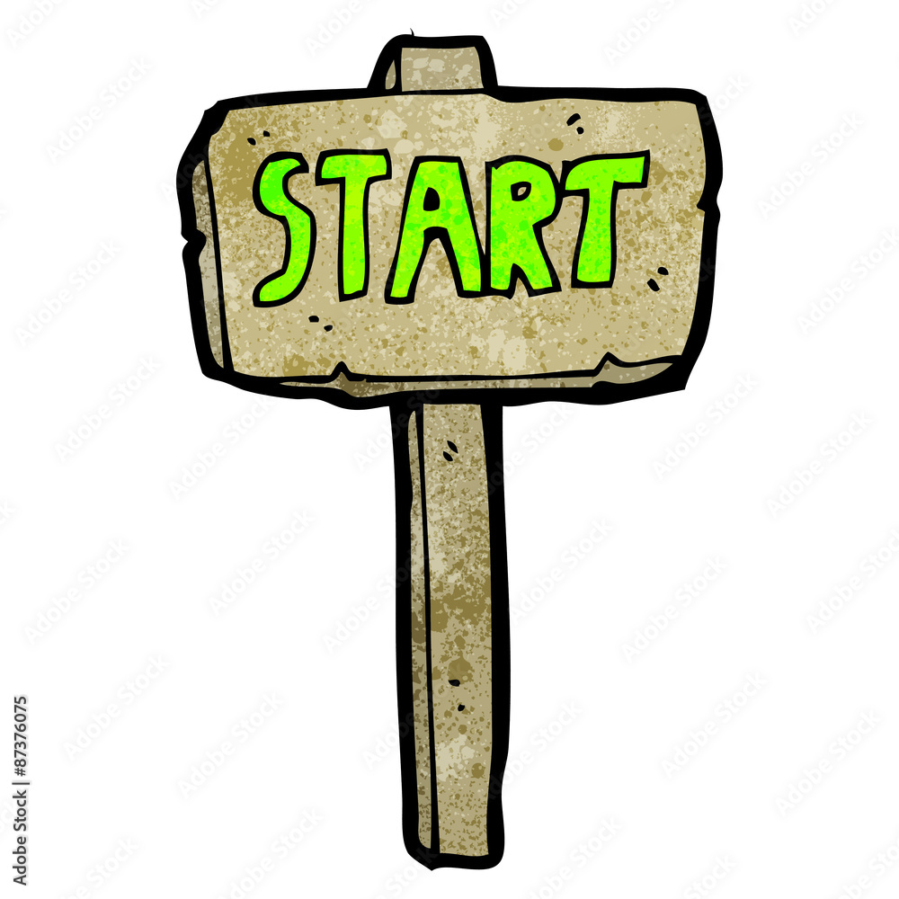cartoon start sign