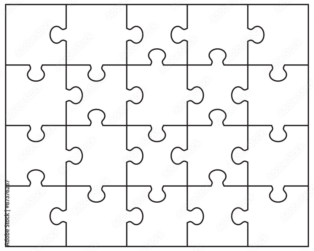 Vector illustration of white puzzle, separate parts Vector illustration of white puzzle, separate parts