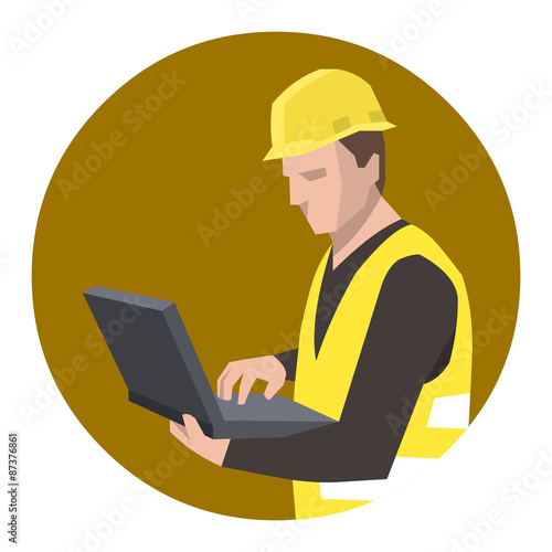 Construction worker engineer using laptop computer