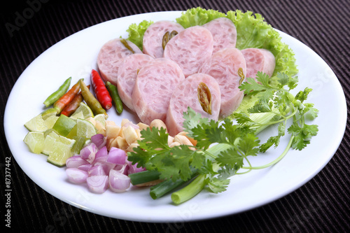 Naem (Thai Sour pork) - Favorite Thai food with lime, Chili, Bean, ginger, shallots