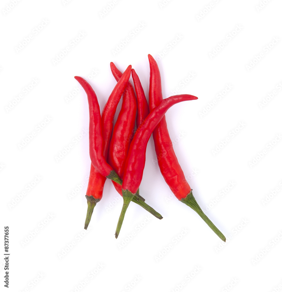 Red chili on a white background.. Red chili on a white background..