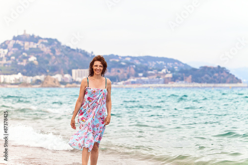middle age woman on Mediterranean coast of Spain