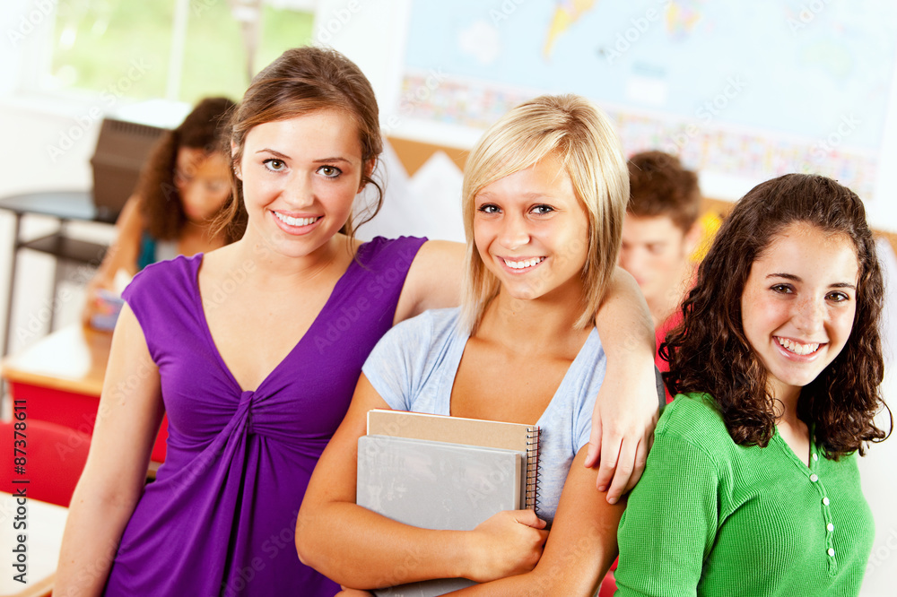 Students: Cute Group Of Girl Friends Students: Cute Group Of Girl Friends