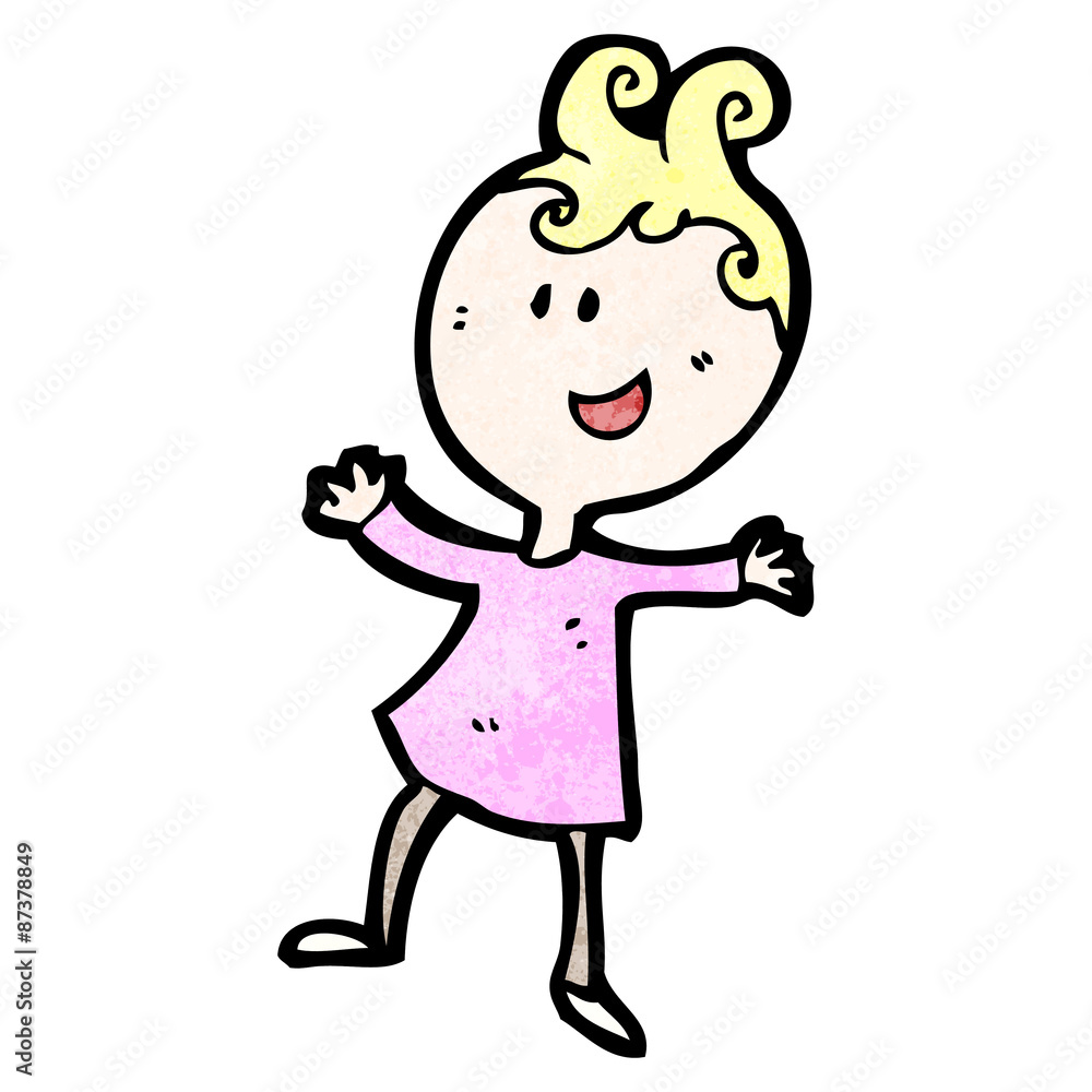 cartoon happy woman