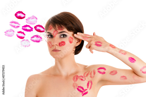 fashionable woman in the kisses, concept of love