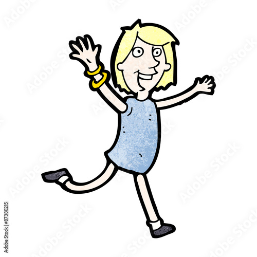 cartoon excited woman
