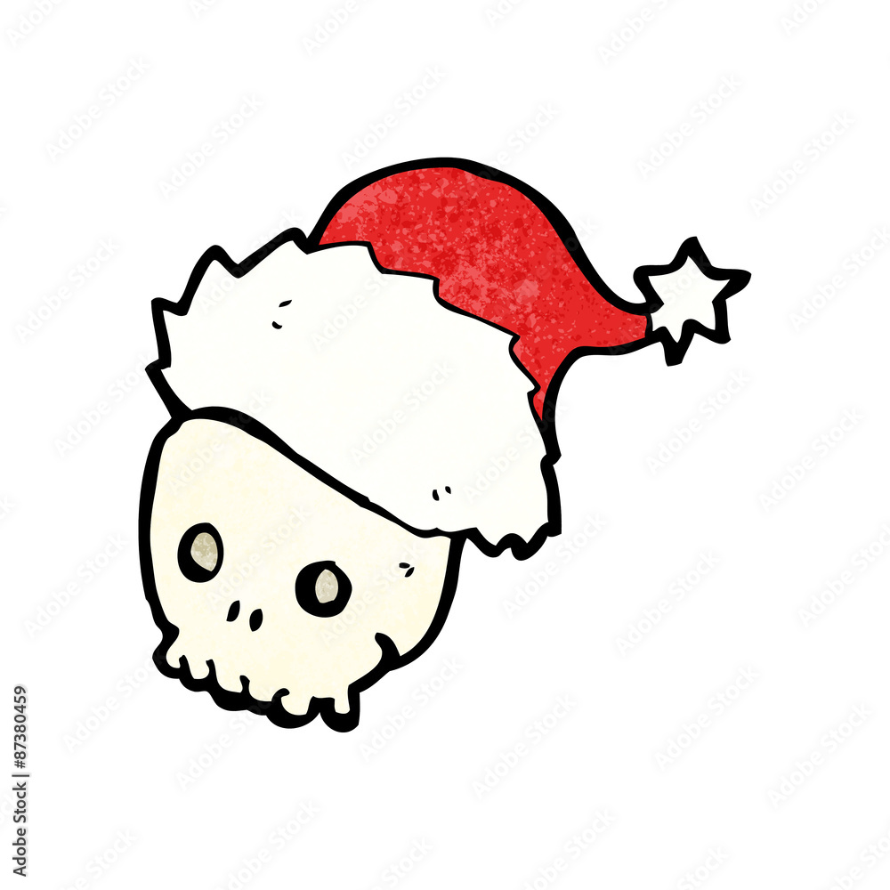 cartoon skull in christmas hat cartoon skull in christmas hat