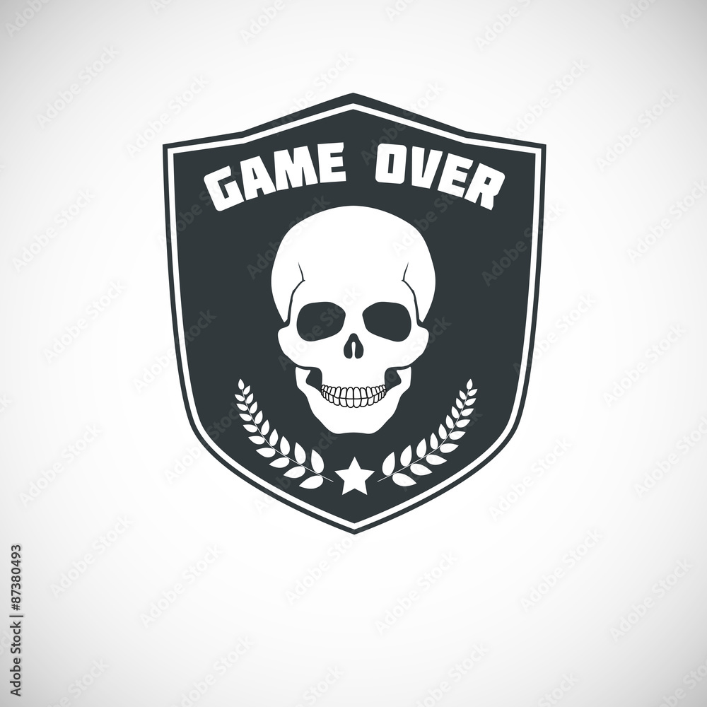 Game over, symbol with skull.