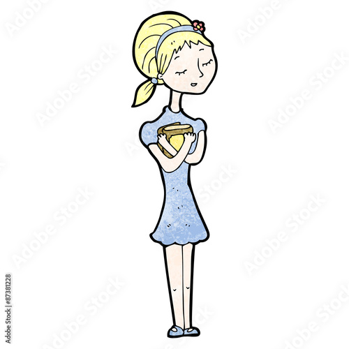cartoon skinny girl with books