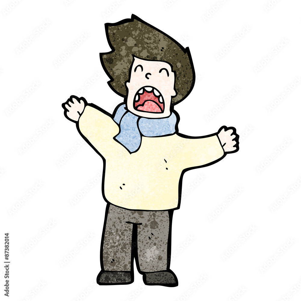 Obraz premium cartoon man calling out