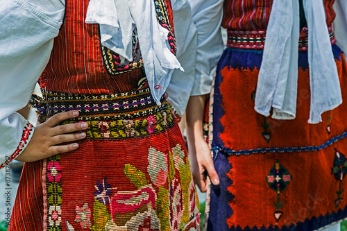 Obraz na plátně Detail of Macedonian folk costume for women