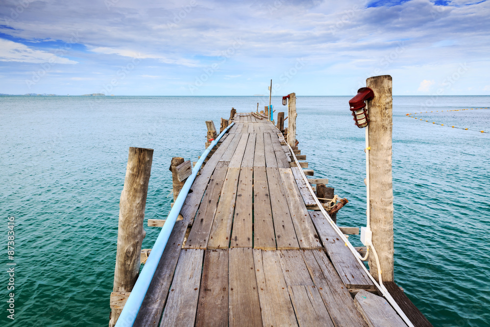 Wooden bridge on sea