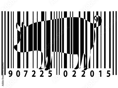 Animal rights barcode with pig silhouette