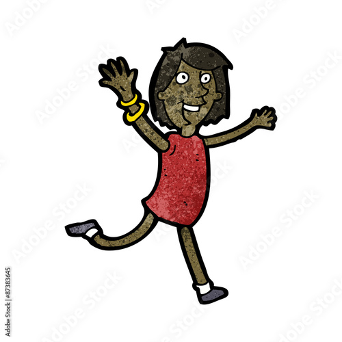 cartoon happy woman