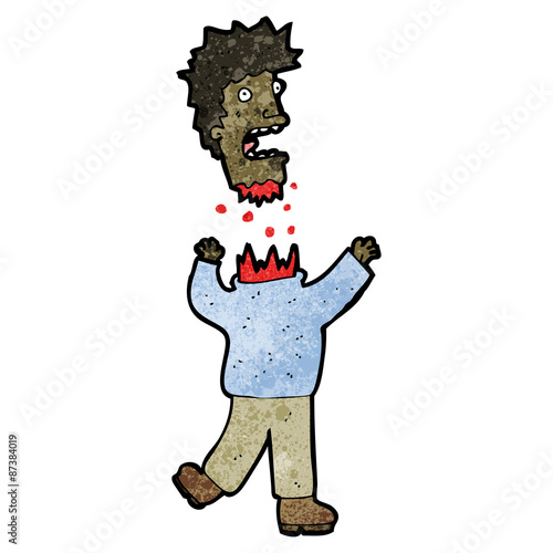 cartoon man with severed head