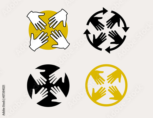 Teamwork, collaboration circle of hands icon