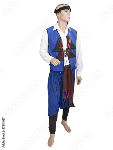 Canvas Print Greek cretan national man clothes costume on mannequin isolated