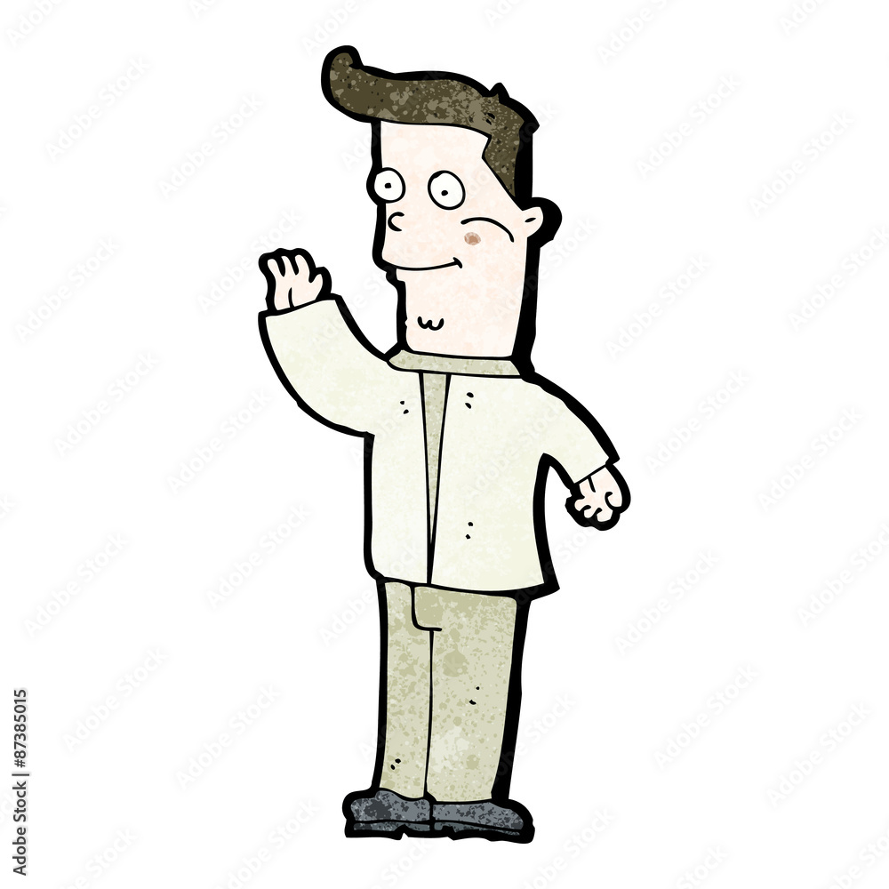 cartoon waving man