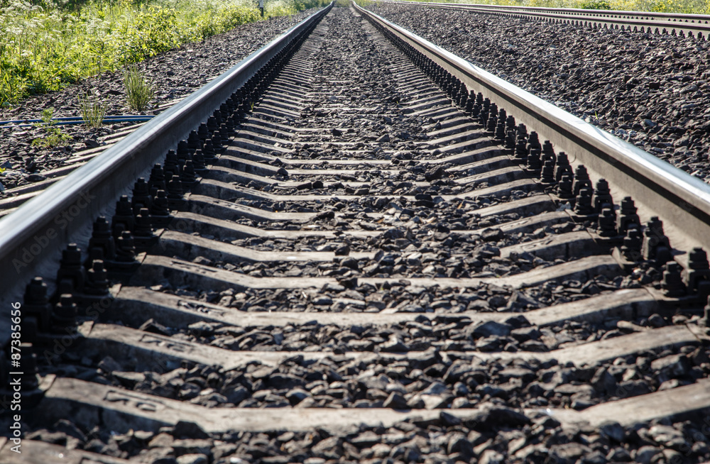 Fototapeta premium railroad tracks view from below