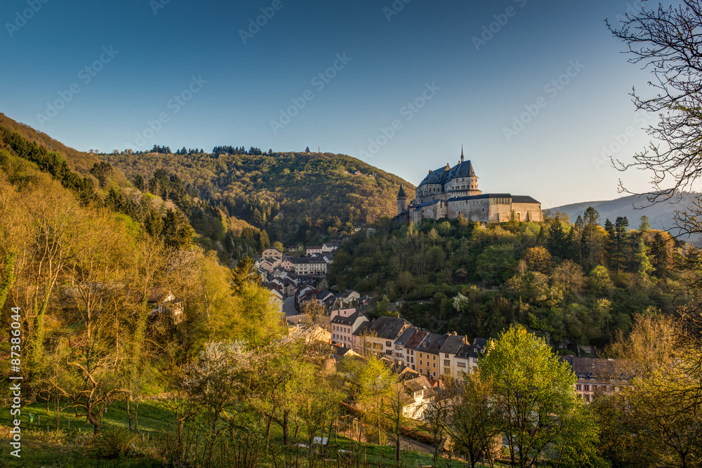 Medieval Castle Vianden, build on top of the mountain in Luxembo Medieval Castle Vianden, build on top of the mountain in Luxembo