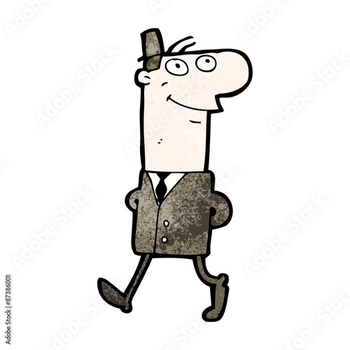 cartoon businessman walking to work