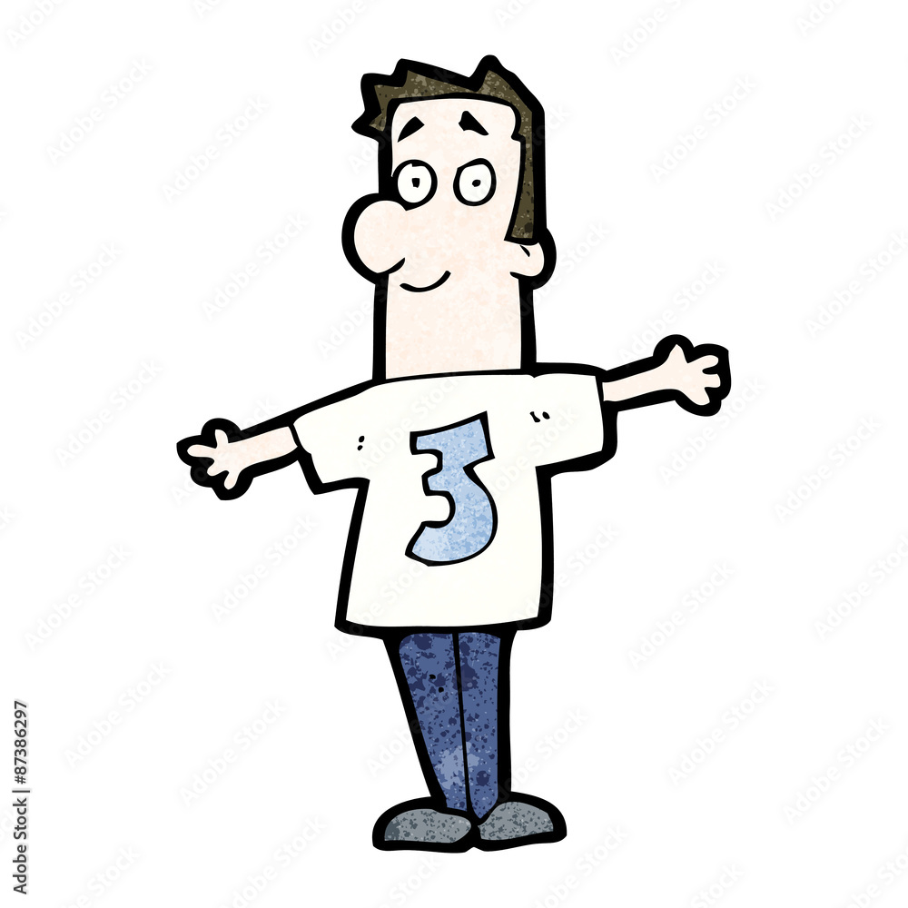cartoon man in shirt number three