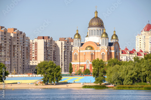 Cathedral of Intercession of the Mother of God, in Kiev, with a Tamga, a Tatarian symbol, painted on the ground