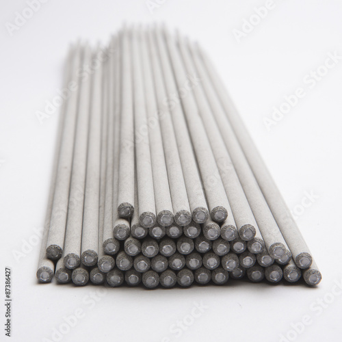 Electrodes for welding isolated on a white background. Accessories of welder.