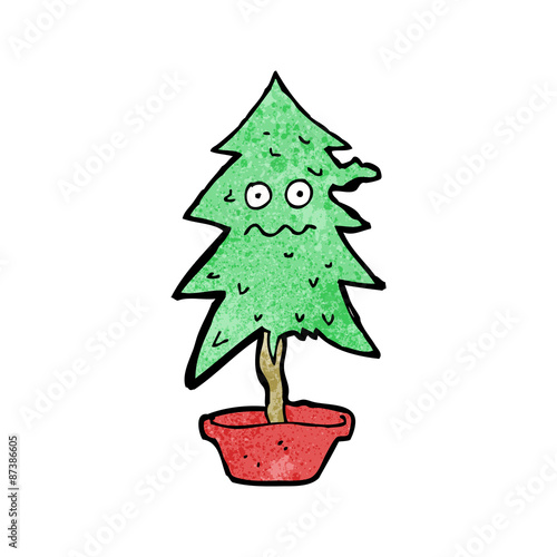 cartoon ragged old christmas tree