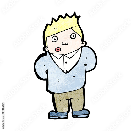 cartoon shy man