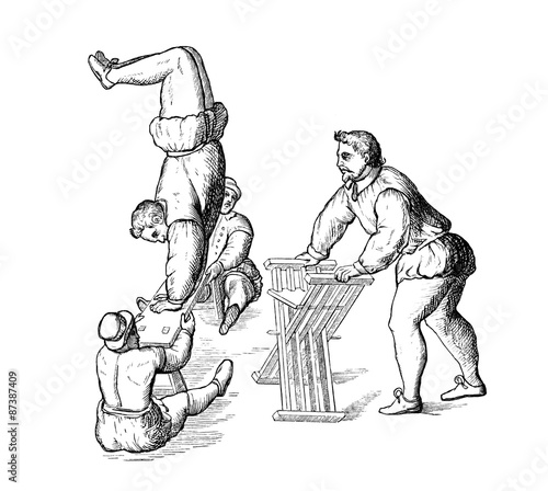 Obraz na plátně Medieval Acrobats - 16th-17th century