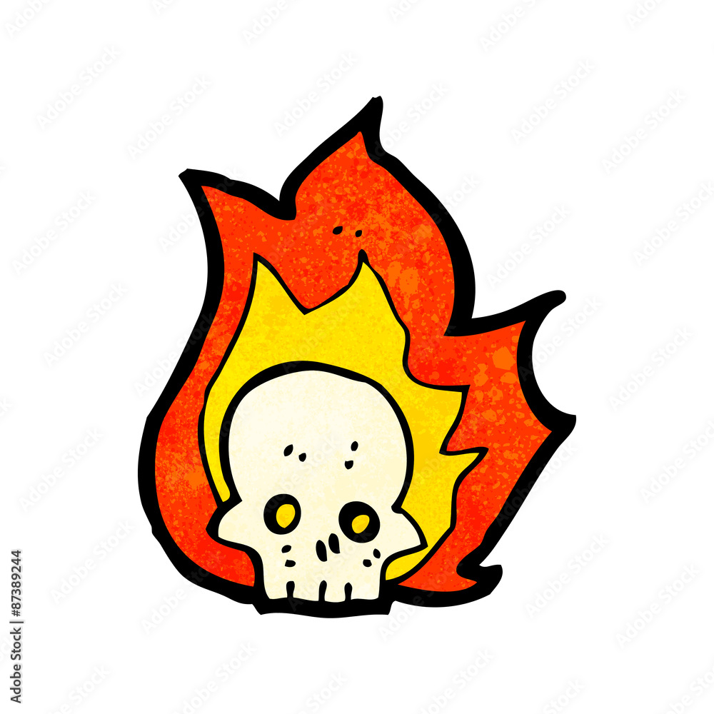 cartoon flaming skull cartoon flaming skull