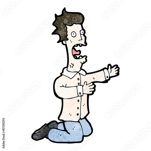 cartoon man on knees pleading