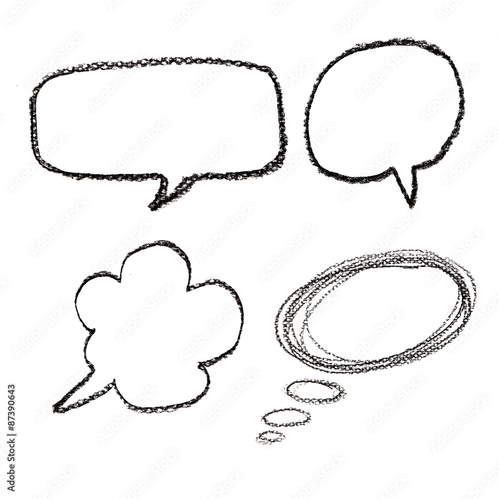 hand drawn speech bubbles on watercolor paper isolated on white hand drawn speech bubbles on watercolor paper isolated on white